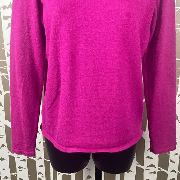 Maison Jules Fuschia Pink Stretch Fitted Sweater w Tweed Sparkly Collar sz M - Picture 6 of 11